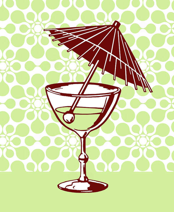 Alcohol Art Print featuring the drawing Fancy Umbrella Drink by CSA Images
