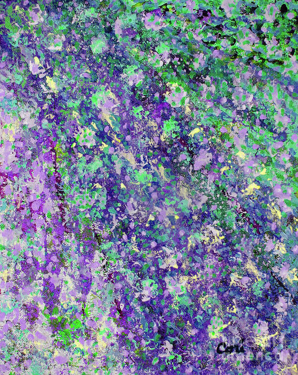 Tree Art Print featuring the painting Purple and Green Cascade by Corinne Carroll