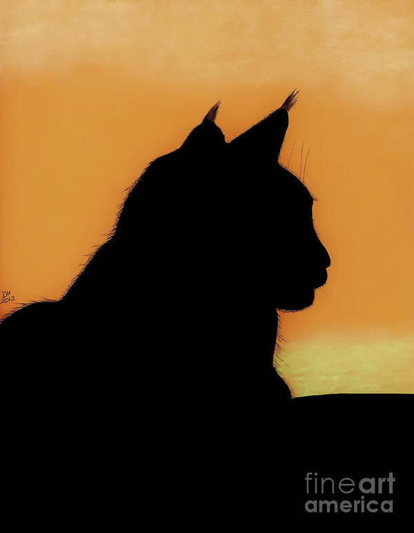 Cat Art Print featuring the drawing Feline - Sunset by D Hackett