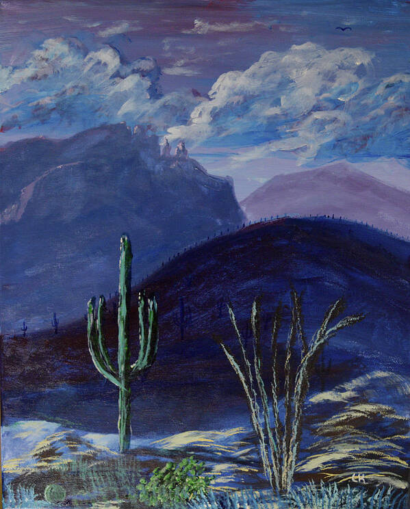 Finger Art Print featuring the painting Finger Rock Evening, Tucson by Chance Kafka