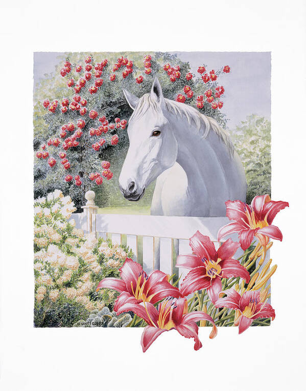 Garden Pony Art Print featuring the painting Garden Pony by K.c. Grapes