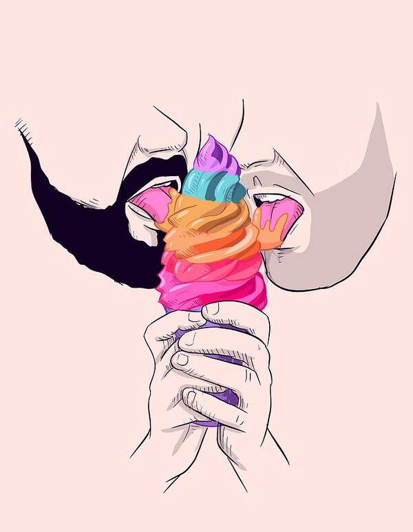 Gay Art Print featuring the drawing Gay Ice Cream by Ludwig Van Bacon