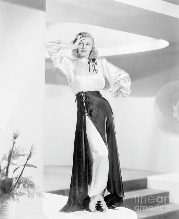 People Art Print featuring the photograph Ginger Rogers Posing In Pajamas by Bettmann