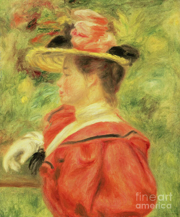 Pierre Art Print featuring the painting Girl with Glove by Pierre Auguste Renoir