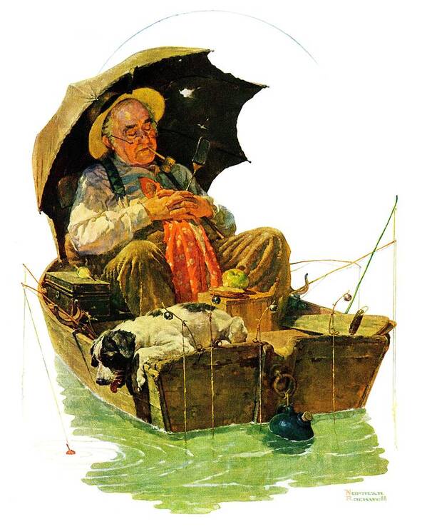 Contentment (Man Fishing), 1926 by Norman Rockwell - Paper Print