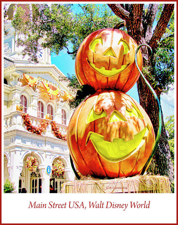 Halloween Art Print featuring the photograph Halloween Pumpkins, Main Street USA, Walt Disney World by A Macarthur Gurmankin