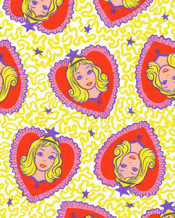 Adolescence Art Print featuring the drawing Heart Princess Pattern by CSA Images