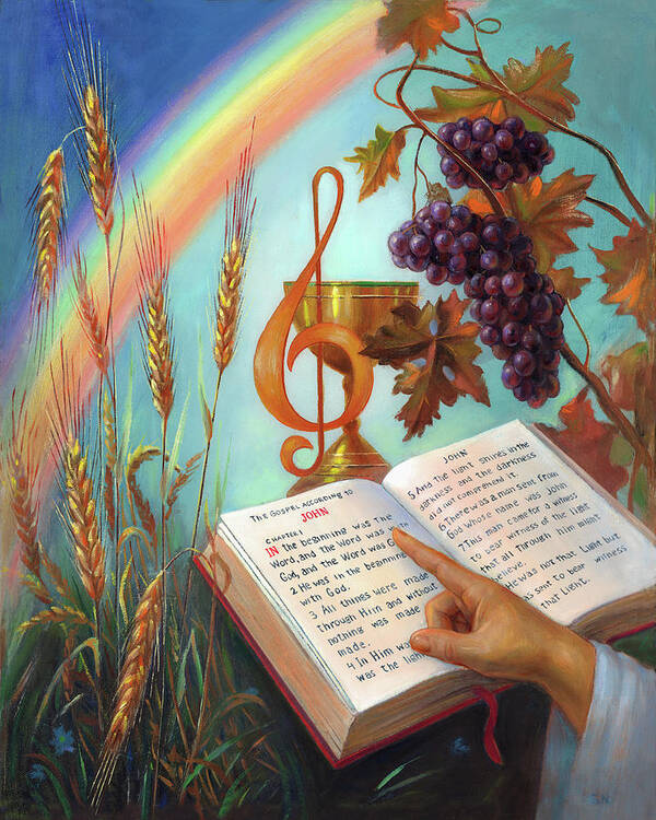 Holy Art Print featuring the painting Holy Bible - The Gospel According to John by Svitozar Nenyuk