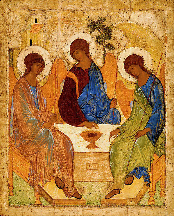 Holy Trinity Art Print featuring the painting Holy Trinity by Andrei Rublev