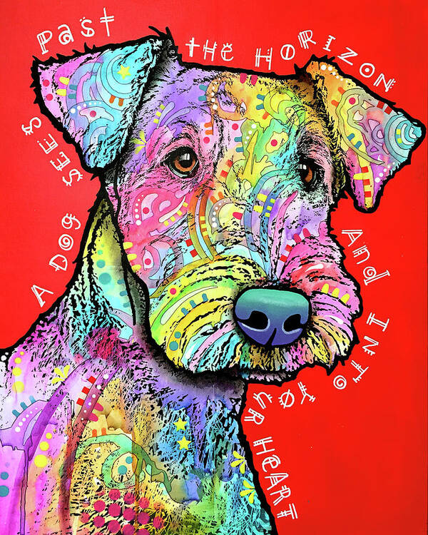 A Dog Sees Past The Horizon And Into Your Heart Art Print featuring the mixed media Into Your Heart by Dean Russo