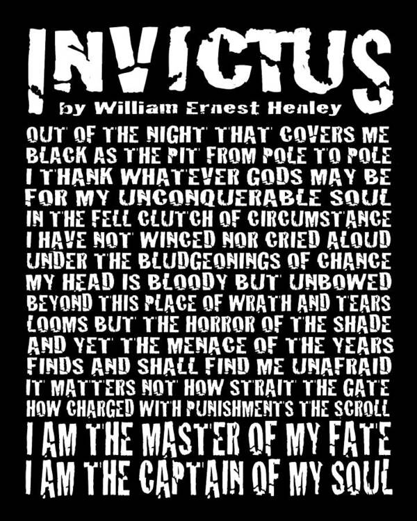 Invictus Art Print featuring the digital art Invictus - Grunge Style by Ginny Gaura