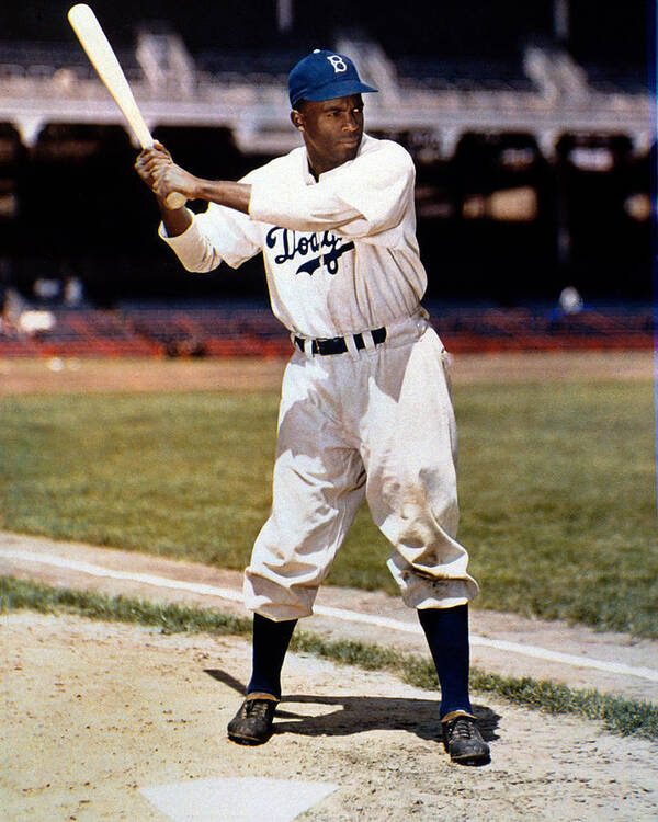 Jackie Robinson Of The Brooklyn Dodgers Art Print by New York
