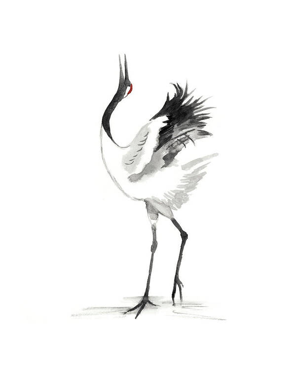Asia Art Print featuring the painting Japanese Cranes Iv by Naomi Mccavitt