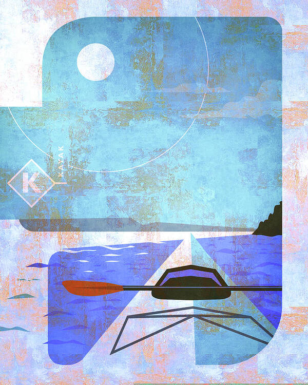 Kayak Art Print featuring the mixed media Kayak by Greg Simanson