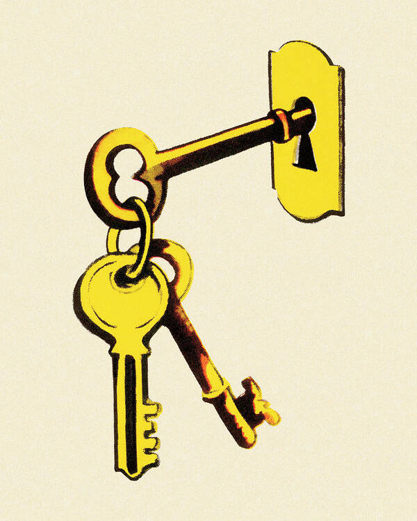 Campy Art Print featuring the drawing Keys and Keyhole by CSA Images