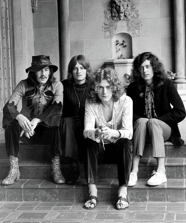 Led Zeppelin Art Print featuring the photograph Led Zeppelin Group Portrait At The Chateau Marmont by Jay Thompson