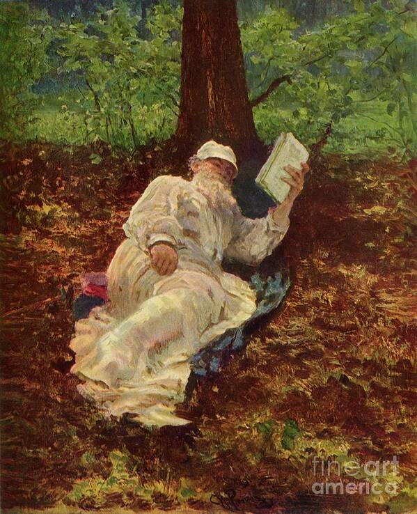 People Art Print featuring the drawing Leo Nikolayevich Tolstoy Takes A Rest by Print Collector