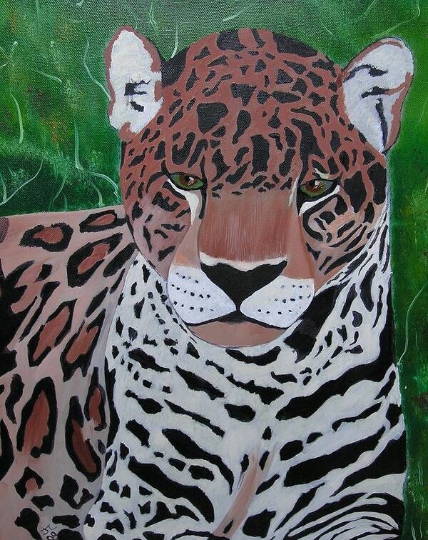 Leopard Art Print featuring the painting Leopard by Jim Lesher