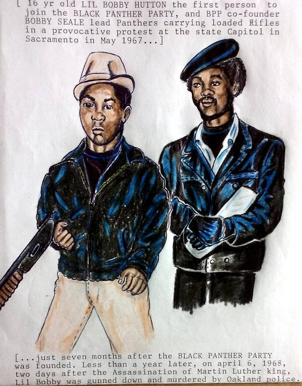 Black Art Art Print featuring the drawing Lil Bobby Hutton by Joedee