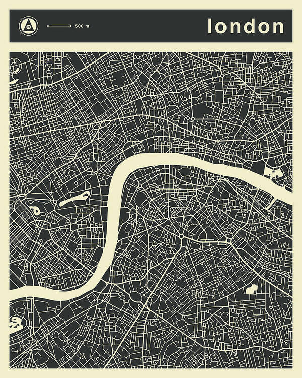 London City Map Art Print featuring the digital art London Map 3 by Jazzberry Blue
