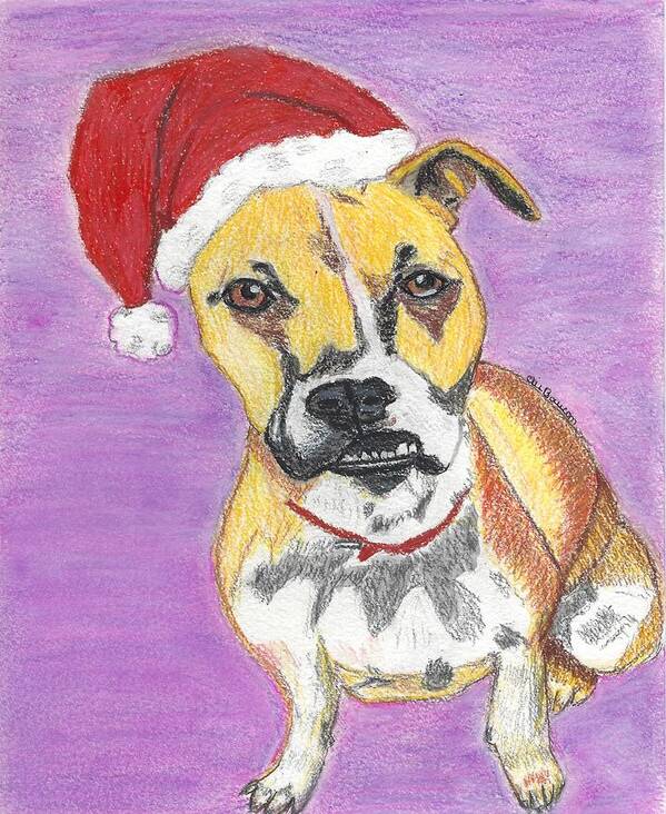 Santa Hat Art Print featuring the mixed media Lucy by Ali Baucom