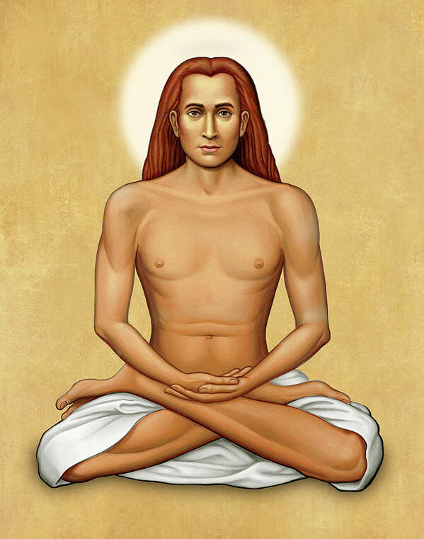 Yoga Art Print featuring the painting Mahavatar Babaji on Gold by Sacred Visions