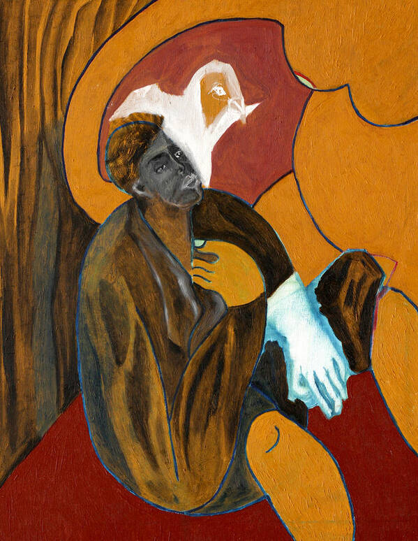 Portrait Art Print featuring the painting Man with a blue glove by Edgeworth Johnstone