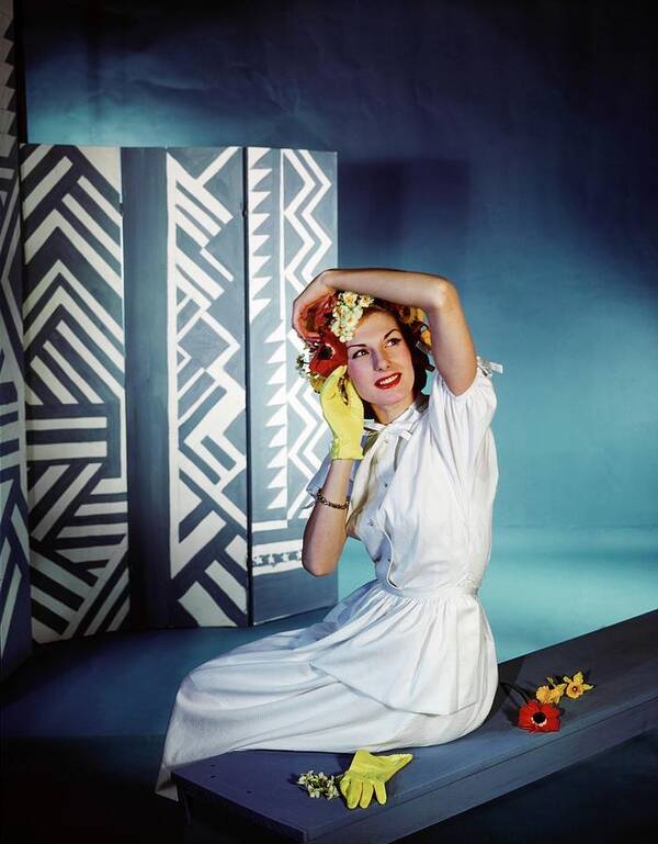 Fashion Art Print featuring the photograph Model In A Henri Bendel Dress by Horst P. Horst