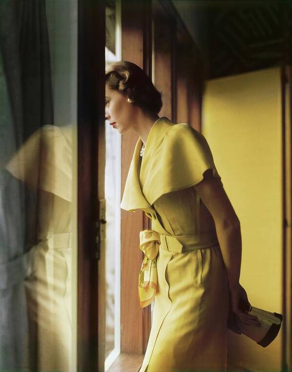 Beauty Art Print featuring the photograph Model In A Mary Stevens Dress by Horst P. Horst