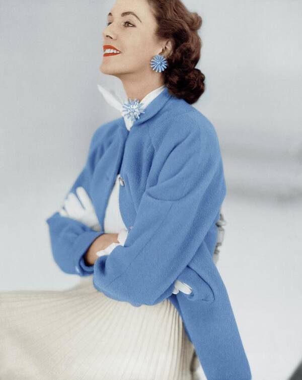 Beauty Art Print featuring the photograph Model In An Originala Coat by Horst P. Horst