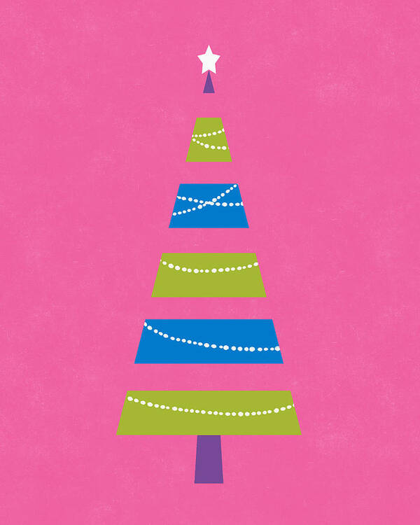 Christmas Art Print featuring the digital art Modern Glam Christmas Tree 2- Art by Linda Woods by Linda Woods