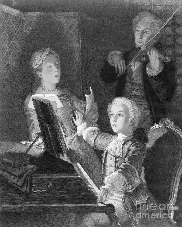 Art Art Print featuring the photograph Mozart And Accompanists Rehearsing by Bettmann