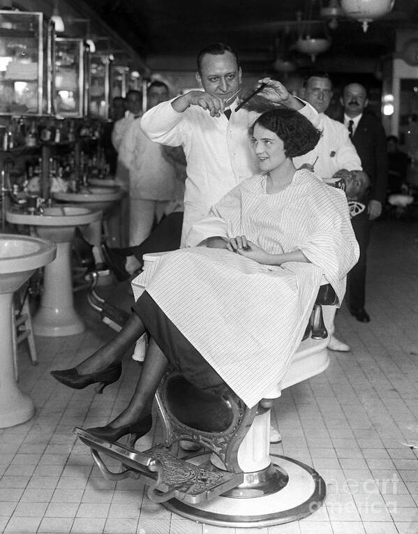 People Art Print featuring the photograph Muriel Redd Getting A Bobbed Haircut by Bettmann