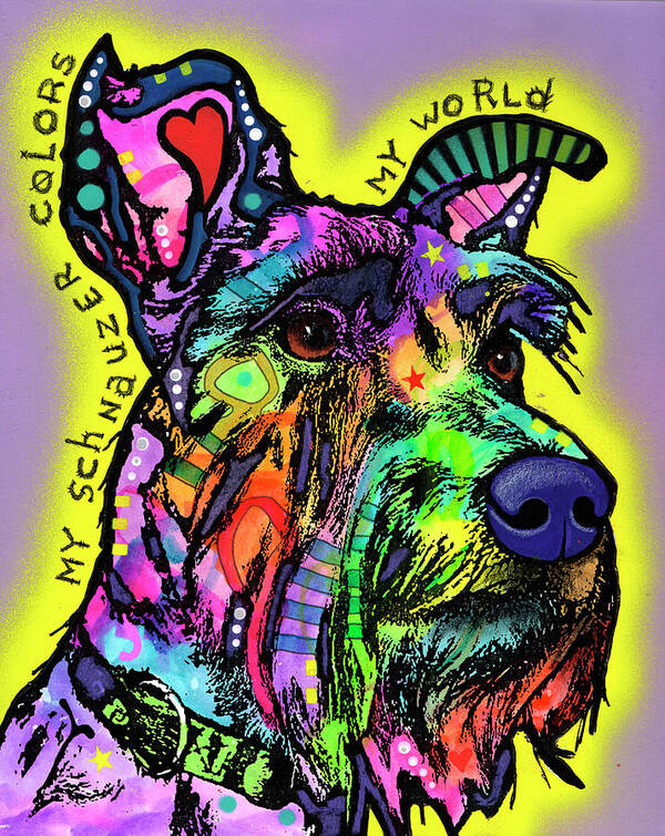 My Schnauzer Art Print featuring the mixed media My Schnauzer by Dean Russo