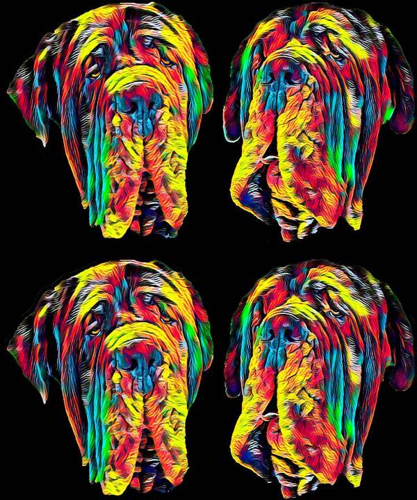 Dog Art Print featuring the digital art Neapolitan Mastiff Dog Head Pet Colorful Design by Super Katillz
