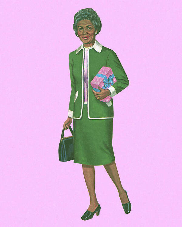 Adult Art Print featuring the drawing Older Lady Wearing a Suit by CSA Images
