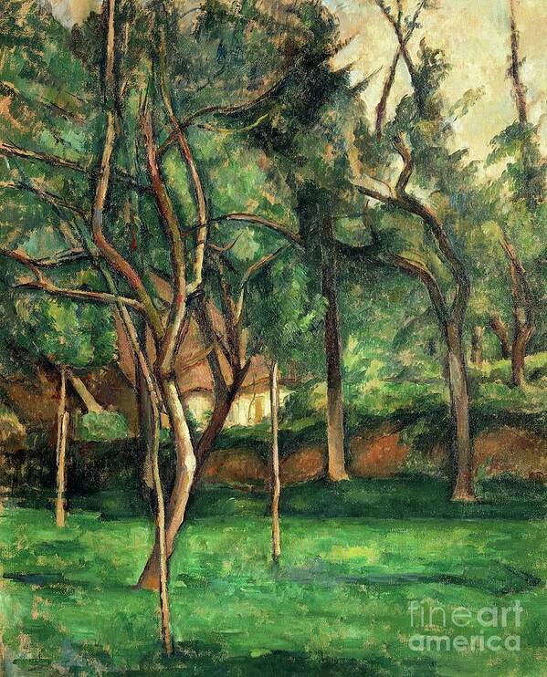 Cezanne Art Print featuring the painting Orchard By Cezanne By Paul Cezanne by Paul Cezanne