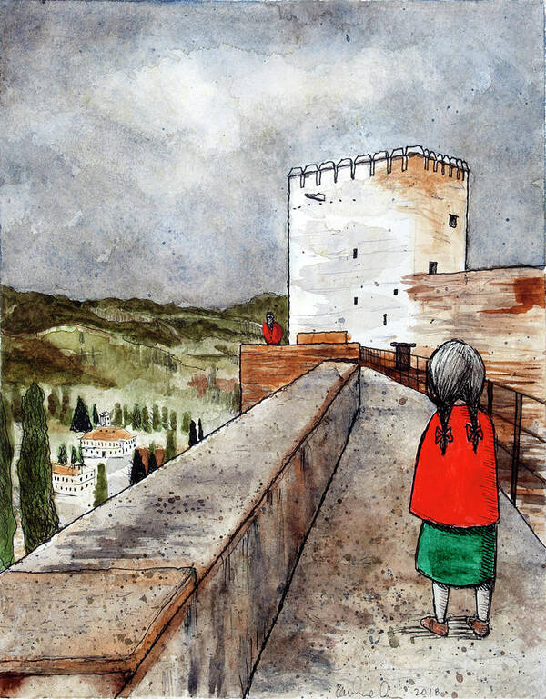 Alhambra Art Print featuring the painting Parapet by Pauline Lim