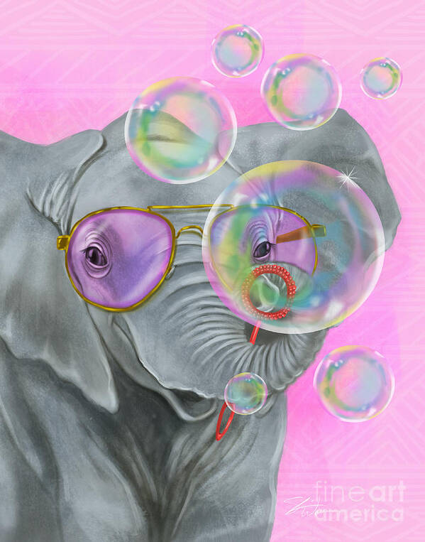 Elephant Art Print featuring the mixed media Party Safari Elephant by Shari Warren