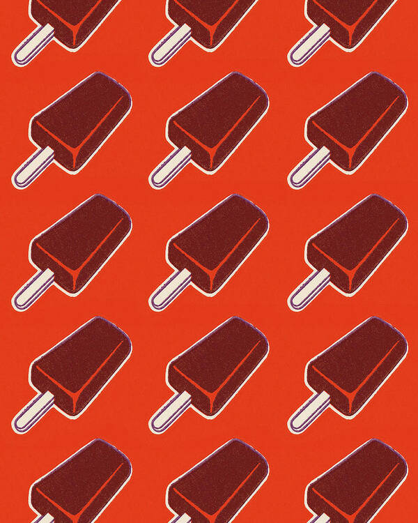 Background Art Print featuring the drawing Pattern of Frozen Ice Cream Treats by CSA Images