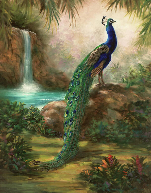 Peacock Art Print featuring the painting A Peacocks Paradise by Lynne Pittard