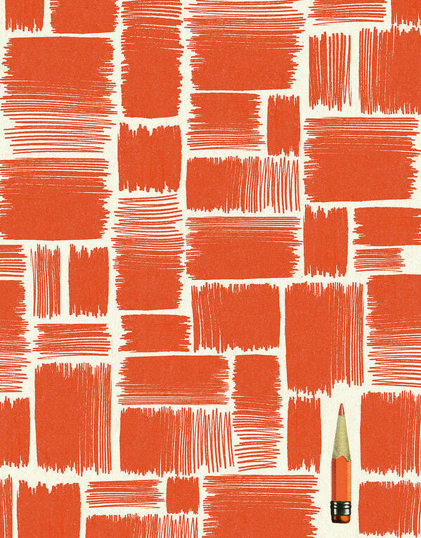 Background Art Print featuring the drawing Pencil in Pattern by CSA Images