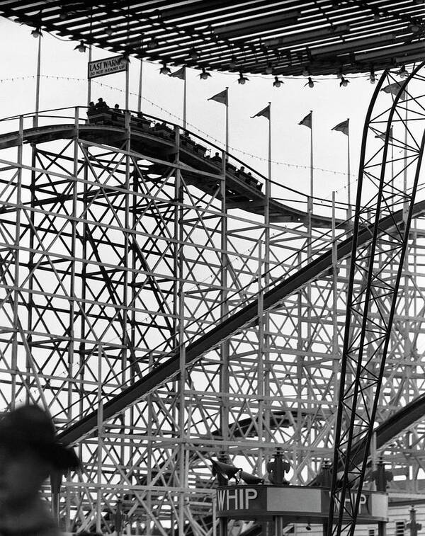 People Art Print featuring the photograph People On Roller Coaster by George Marks