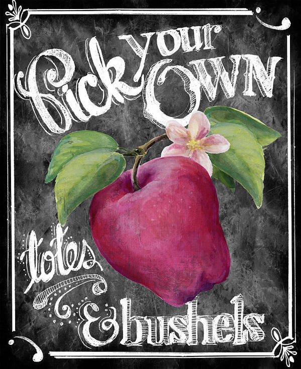 Chalkboard Typography Art Print featuring the mixed media Pick Your Own by Art Licensing Studio