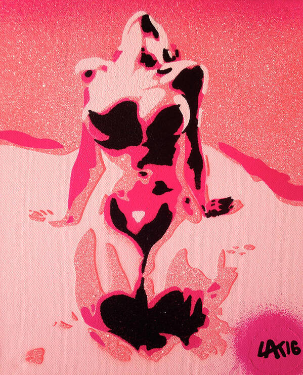 Pink Nude Art Print featuring the mixed media Pink Nude by Abstract Graffiti