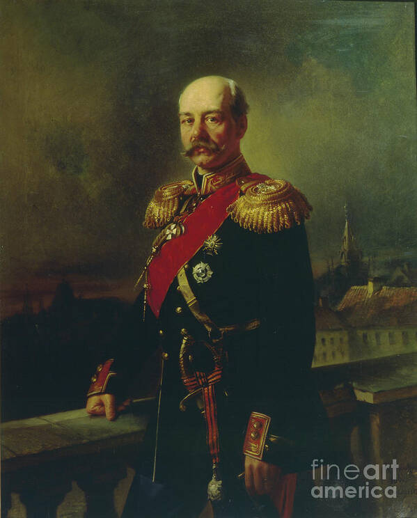 Oil Painting Art Print featuring the drawing Portrait Of General Konstantin by Heritage Images