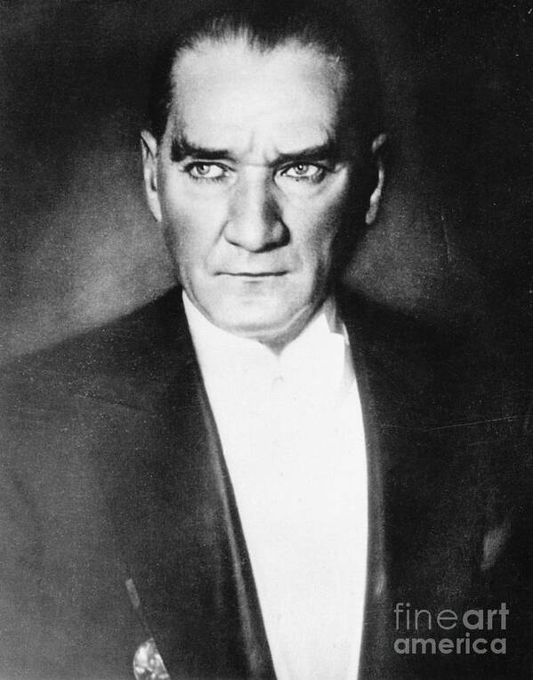 Mustafa Kemal Ataturk Art Print featuring the photograph Portrait Of President Kemal Ataturk by Bettmann