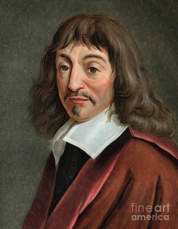 Descartes Art Print featuring the painting Portrait of Rene Descartes 1596-1650 by English School