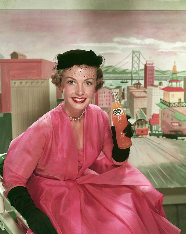 People Art Print featuring the photograph Posing With A Bottle Of Bireleys by Tom Kelley Archive