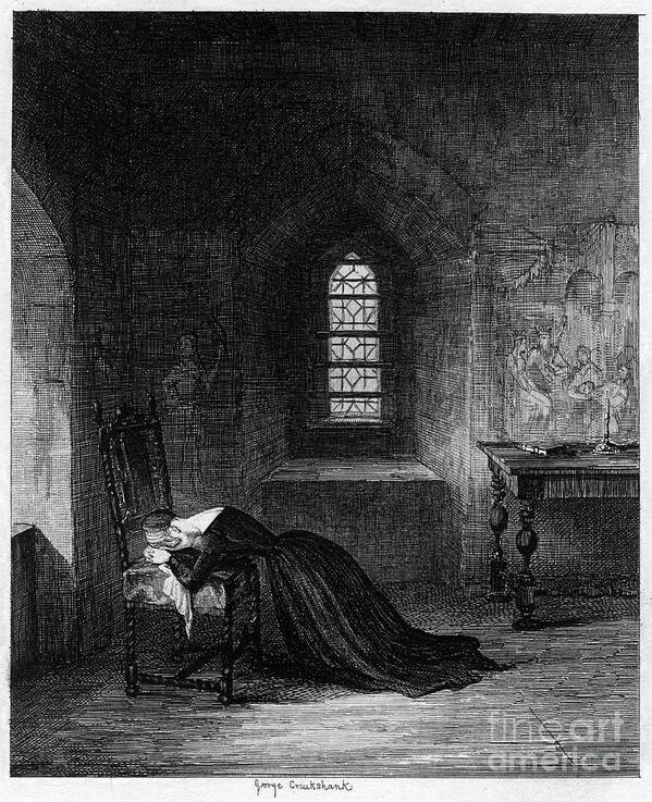 Engraving Art Print featuring the drawing Queen Jane Imprisoned In The Brick by Print Collector